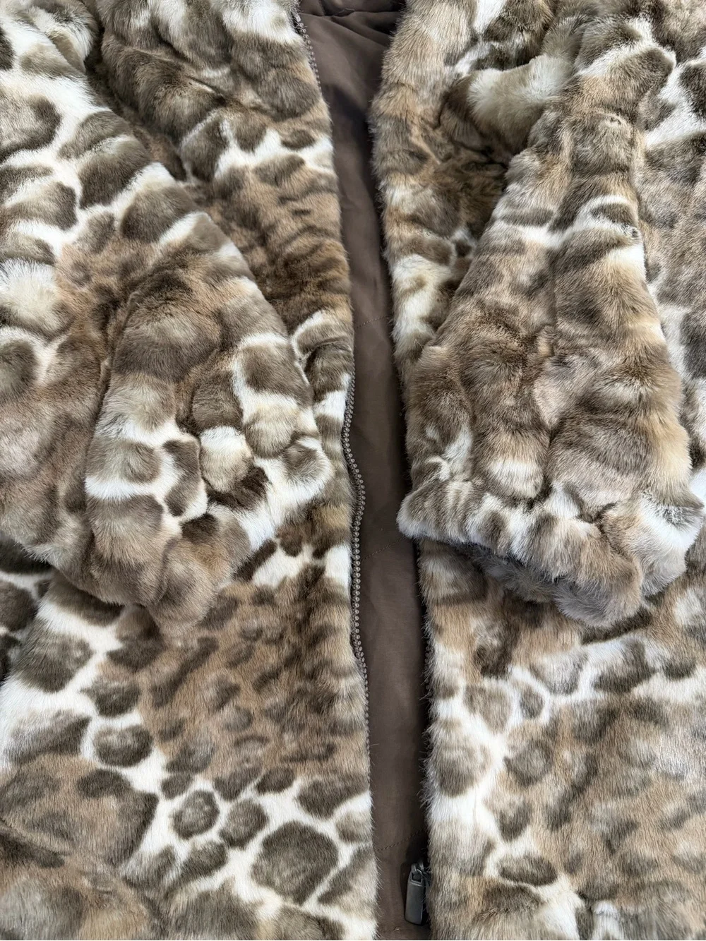Rothschild Girls Leopard-Print Faux Fur Hooded Coat in Brown